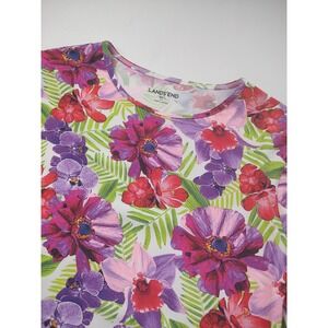 Lands End Womens Floral Rash Guard Swim Shirt Purple Pink XS/L 2-4 Long Sleeve